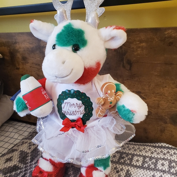 Build A Bear Christmas Holiday Mooey Cow with Outfit and Cookies & Milk - Picture 2 of 5